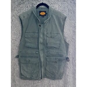 Woolrich Classic‎ Vest Utility Pockets Olive Green Size L Cotton